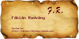 Fábián Radvány névjegykártya